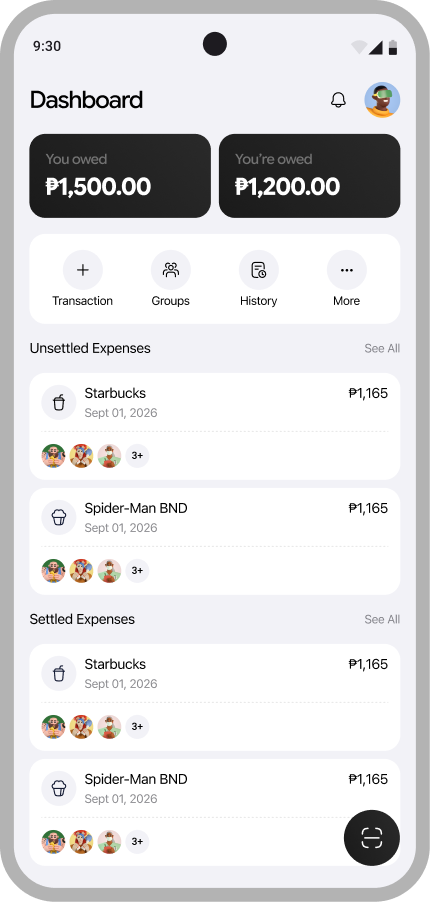 The Zius mobile dashboard showing what you owe and what you are owed
